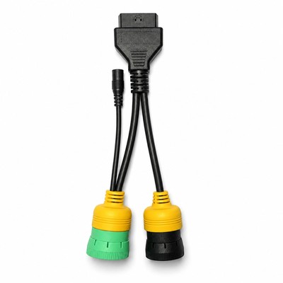 PRIMOTIX Heavy-Duty Adapter - Green 9-Pin + Black 6-Pin to OBD2 16-Pin Female with DC Input